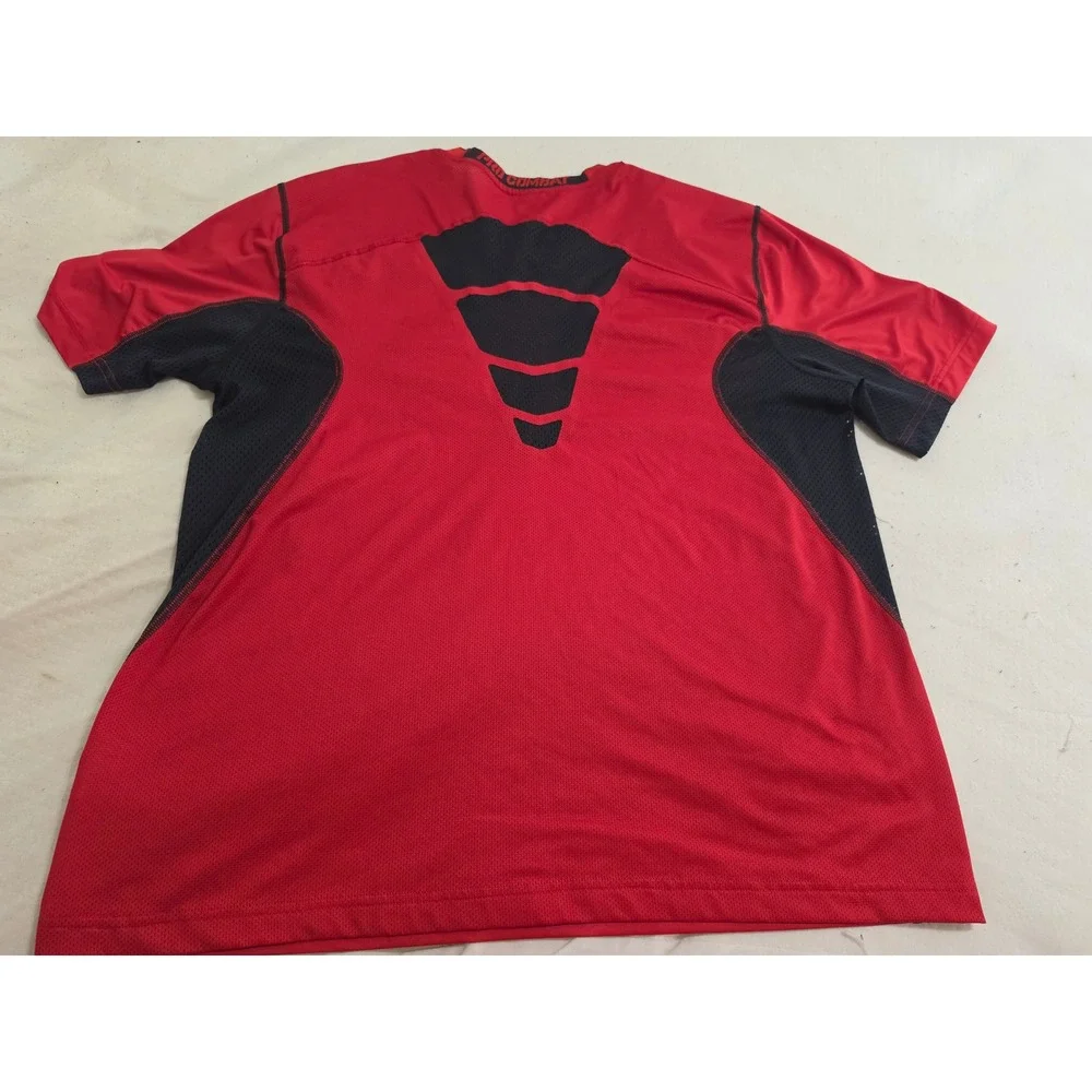 Nike Pro Combat Dri-FIT Mens XL Fitted Training Shirt Red Black Mesh Athletic